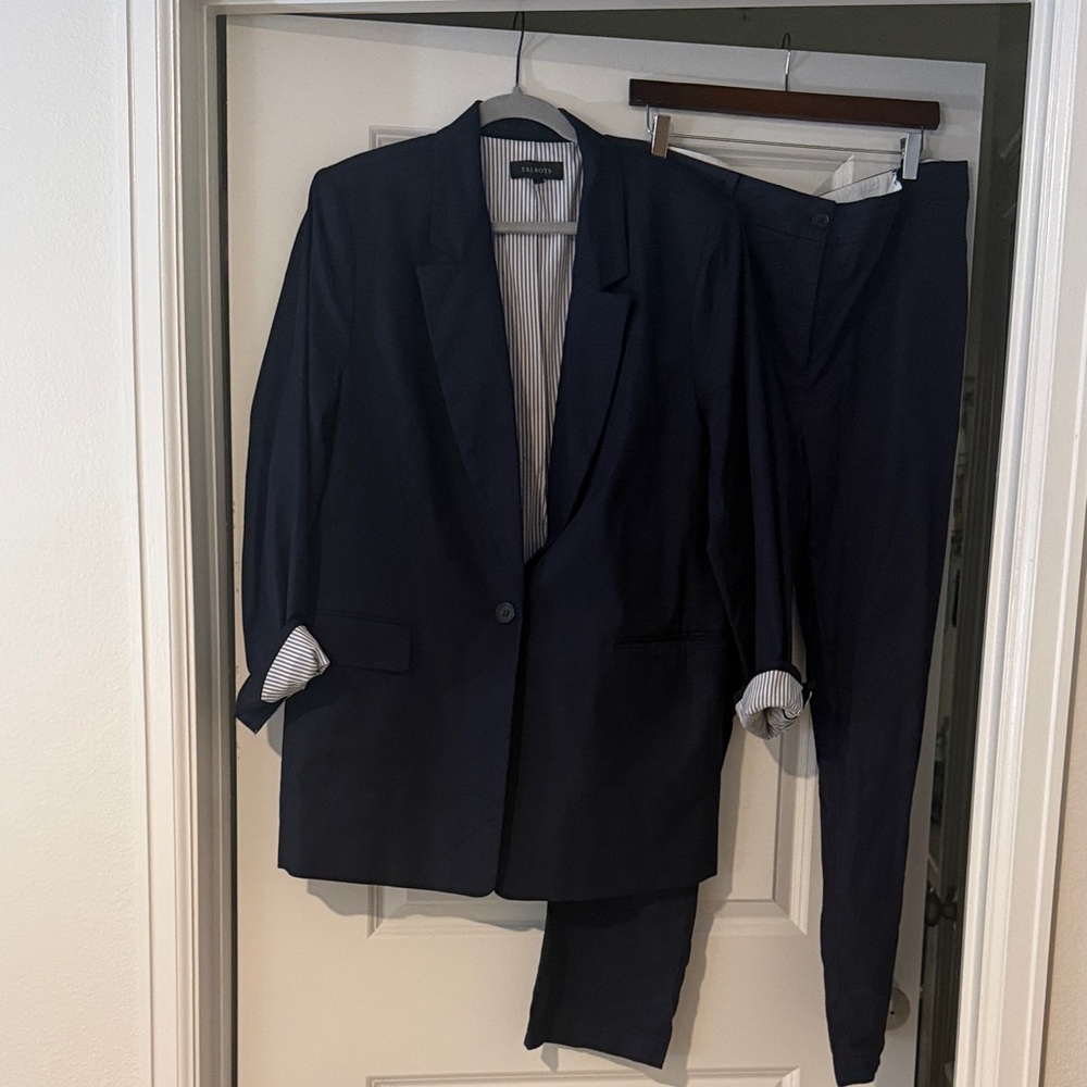 Talbots Navy Two-Piece Blazer and Pants Suit